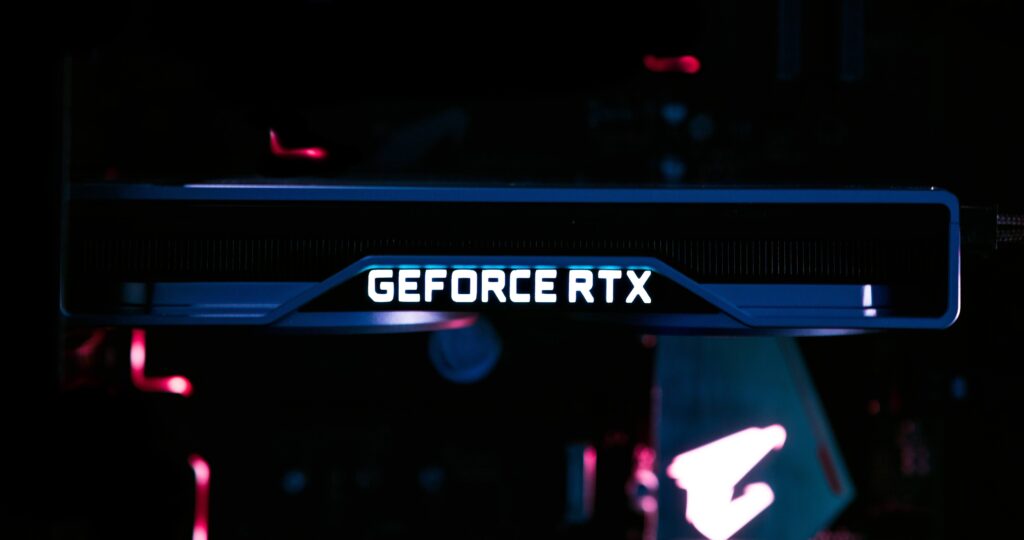 Photo of a GEFORCE RTX GPU Photo of a GEFORCE RTX GPU